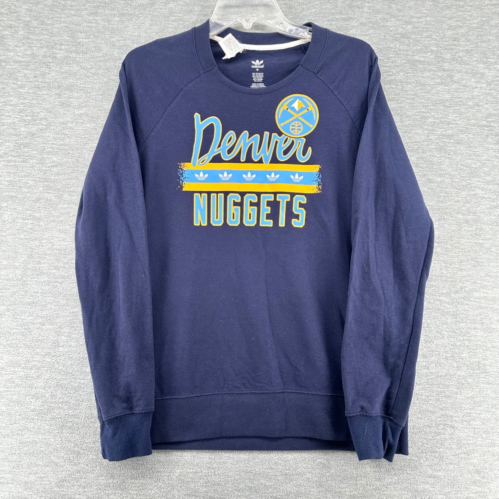 Denver Nuggets Adidas Sweatshirt Women's Medium Blue Trefoil Logo NBA Pullover